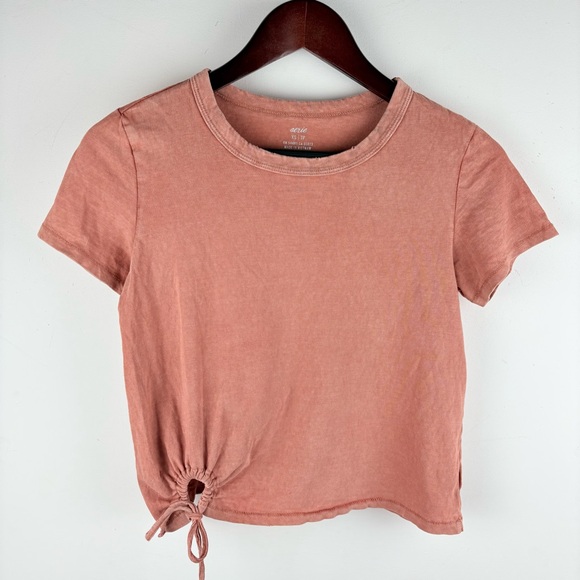 aerie Tops - Aerie Women’s Cropped Keyhole Shirt Top Burnt Red Pink Loungewear Distressed XS